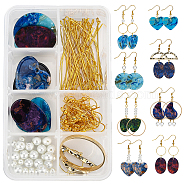 SUNNYCLUE DIY Resin Dangle Earring Making Kits, 16Pcs Heart Resin Pendants, 10Pcs Half Round Alloy Links and Brass Linking Rings, Glass Pearl Beads and Brass Findings, Mixed Color, 122pcs/box(FIND-SC0001-73)