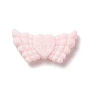 Silicone Focal Beads, Heart with Wing, Misty Rose, 19x38x8mm, Hole: 3mm(SIL-G003-A01)