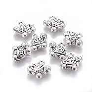 Tibetan Style Alloy Pendants, Tortoise, Cadmium Free & Lead Free, Antique Silver, 15x13x3mm, Hole: 1mm(X-TIBEP-E099-AS)