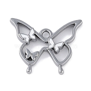 Rack Plating Alloy Enamel Pendants, Cadmium Free & Nickel Free & Lead Free, Butterfly Charm, Gunmetal, 17x21x3mm, Hole: 1.8mm(PALLOY-F018-15B-01)