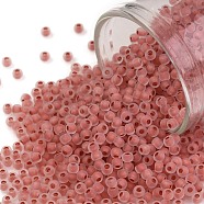 TOHO Round Seed Beads, Japanese Seed Beads, (779FM) Salmon Lined Crystal Rainbow Matte, 11/0, 2.2mm, Hole: 0.8mm, about 5555pcs/50g(SEED-XTR11-0779FM)
