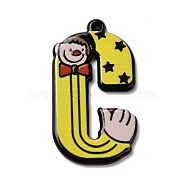 Circus Theme Printed Acrylic Pendants, Letter A~Z, Letter.C, 32.5~36x9~30.5x2~2.5mm, Hole: 0.7~1.6mm(OACR-D008-06C)