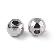 201 Stainless Steel Beads, Round, Stainless Steel Color, 5x4mm, Hole: 1.6mm(STAS-G298-08B-P)