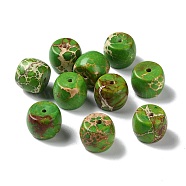 Natural Imperial Jasper Beads, Dyed, Barrel, Lime Green, 10x12mm, Hole: 1.4mm(G-Q008-02)
