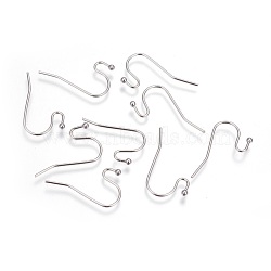 Tarnish Resistant 304 Stainless Steel Earring Hooks, Stainless Steel Color, 22x13mm, 21 Gauge, Pin: 0.7mm(STAS-P227-33P)