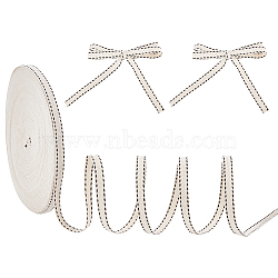 Dot Stripe Cotton Ribbons, Twill Tape Ribbon, Herringbone Ribbon, PapayaWhip, 3/8 inch(10.5mm), about 54.68 Yards(50m)/Roll(SRIB-WH0011-050)