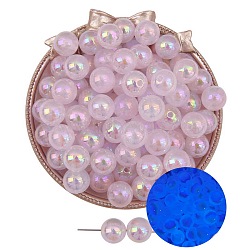 Luminous Acrylic Beads, Round, Glow in the Dark, Plum, 12mm, Hole: 2mm, 5pcs/bag(LUMI-PW0004-005C)