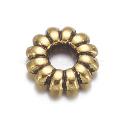 Tibetan Style Spacer Beads, Cadmium Free & Lead Free, Flower, Antique Golden, Size: about 6.5mm in diameter, Hole: 2mm(GAB312)