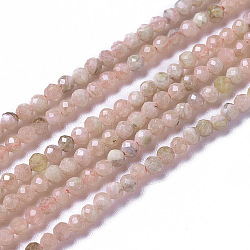 Natural Argentina Rhodochrosite Beads Strands, Faceted, Round, 2~3x2~2.5mm, Hole: 0.2mm, about 181~210pcs/strand, 15.9~16.3 inch(40.4~41.5cm)(X-G-F596-05-2mm)