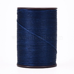 Flat Waxed Thread String, Micro Macrame Cord, for Leather Sewing Stitching, Marine Blue, 0.8mm, about 109.36 yards(100m)/roll(YC-P003-A09)