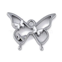 Rack Plating Alloy Enamel Pendants, Cadmium Free & Nickel Free & Lead Free, Butterfly Charm, Gunmetal, 17x21x3mm, Hole: 1.8mm(PALLOY-F018-15B-01)