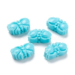Carved Synthetic Coral Beads, Dyed, Butterfly, Sky Blue, 7.7x13.5x5.5mm, Hole: 1.2mm(CORA-K007-03A)
