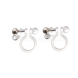 201 Stainless Steel Clip-on Earring Settings, with Plastic, Stainless Steel Color, 11x10.5x3mm, Hole: 1.6mm(STAS-F311-14P)