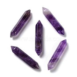 Natural Amethyst No Hole Healing Stones, Reiki Energy Balancing Meditation Therapy Wand, Faceted, Double Terminated Points, 51~55x10.5~11x9.5~10mm(G-G760-J08)