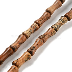 Natural Picture Jasper Beads Strands, Bamboo Joint, 12x5x4mm, Hole: 1mm, about 32pcs/strand, 14.96''(38cm)(G-Q178-A02-01)