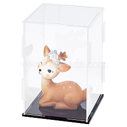 Assembled Transparent Acrylic Display Boxes, Figurine Storage Box, with Rubber Rings and Black Base, Cuboid, Clear, Finished Product: 11.1x11.1x15.5cm, about 10pcs/set(CON-WH0081-07B)