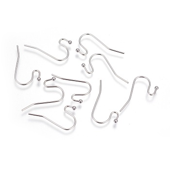 304 Stainless Steel Earring Hooks, Stainless Steel Color, 22x13mm, 21 Gauge, Pin: 0.7mm