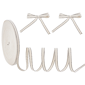 Dot Stripe Cotton Ribbons, Twill Tape Ribbon, Herringbone Ribbon, PapayaWhip, 3/8 inch(10.5mm), about 54.68 Yards(50m)/Roll