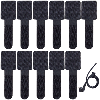 Gorgecraft 40Pcs Nylon Hook and Loop Tape Wire Organizer, Adhesive Cable Ties, Black, 91x28x2.5mm