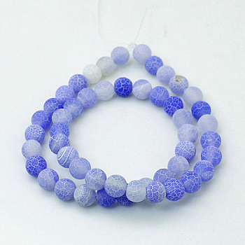 Natural Crackle Agate Beads Strands, Dyed, Round, Grade A, Royal Blue, 4mm, Hole: 0.8mm, about 93pcs/strand, 15 inch