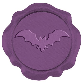 CRASPIRE Adhesive Wax Seal Stickers, Envelope Seal Decoration, for Craft Scrapbook DIY Gift, Purple, Bat Pattern, 3cm, about 50pcs/box