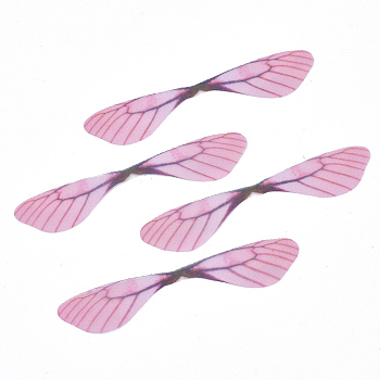 Polyester Fabric Wings Crafts Decoration, for DIY Jewelry Crafts Earring Necklace Hair Clip Decoration, Dragonfly Wing, Pearl Pink, 60~60x11~13mm