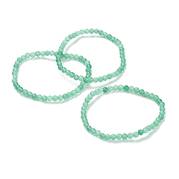 Natural Green Aventurine Beaded Stretch Bracelets, Round, Beads: 4~5mm, Inner Diameter: 2-1/4 inch(5.65cm)