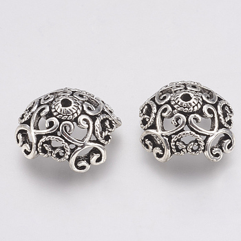 Tibetan Style Alloy Bead Caps, Apetalous, Cadmium Free & Lead Free, Antique Silver, 18x18x9mm, Hole: 1.5mm, about 320pcs/1000g