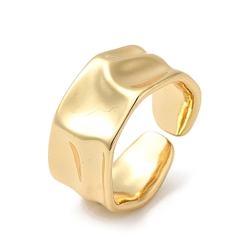 Rack Plating Brass Twist Plain Open Cuff Rings, Cadmium Free & Lead Free, Real 18K Gold Plated, US Size 9 1/2(19.3mm)