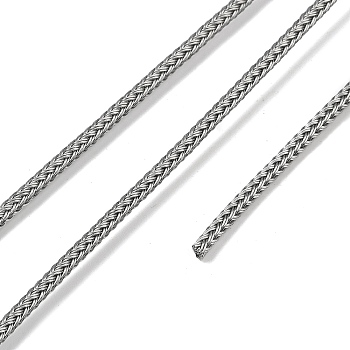 Braided Round Steel Wire, for DIY Bracelets, Light Grey, 3.2mm