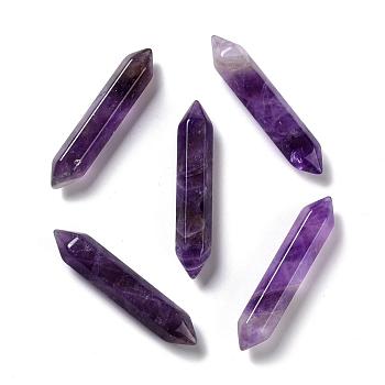 Natural Amethyst No Hole Beads, Healing Stones, Reiki Energy Balancing Meditation Therapy Wand, Faceted, Double Terminated Point, 51~55x10.5~11x9.5~10mm