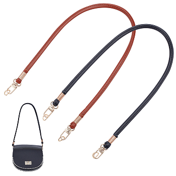 2Pcs 2 Colors PU Imitation Leather Bag Straps, with Alloy Swivel Clasps and Iron D-Rings, Mixed Color, 62.2x0.85x0.2cm, 1pc/color