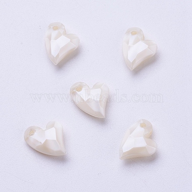 FloralWhite Heart Acrylic Charms
