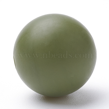 Dark Olive Green Round Silicone Beads