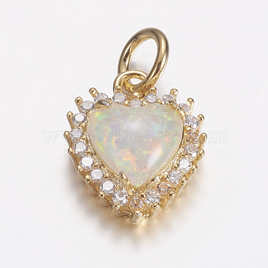 Golden White Heart Brass+Cubic Zirconia Charms