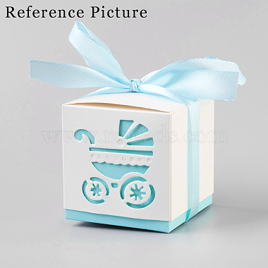 Hollow Stroller BB Car Carriage Candy Box wedding party gifts with Ribbons(CON-WH0034-D05)-3