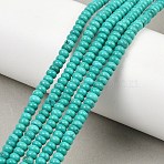 Natural Magnesite Beads Strands, Dyed & Heated, Rondelle, Smooth, Teal, 4x2mm, Hole: 1mm, about 155pcs/strand, 15.31''(38.9cm)(G-Z143-H01-01A)