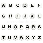 Silicone Beads, LetterA~Z, Focal Beads, White, 15x5mm, Hole: 2mm, 26pcs/set(SIL-CJC0031-002)