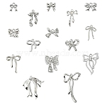 15Pcs 15 Styles Rack Plating Alloy Pendants, Bowknot Charms, Platinum, 10~45x9.5~30.5x2~4mm , Hole: 1.4~2mm, 1pc/style(FIND-YW0006-53P)