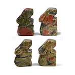 Natural Unakite Rabbit Display Decorations, Figurine Home Decoration, Feng Shui Energy Stone Gift for Home Office Desktop Decoration, 25.5~27.5x16.5~19.5x11.5~12.5mm(G-R007-02B)