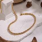 5MM Modern Two-Tone 304 Stainless Steel Rope Chain Necklaces for Women, Golden & Stainless Steel Color, 20.87 inch(53cm)(LW4390-1)