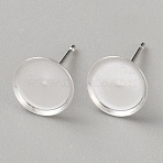 925 Sterling Silver Studs Earrings Finding, Round, Platinum, 8mm, Inner Diameter: 7.5mm, Pin: 10.5x0.7mm(STER-WH0061-26B)