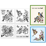 4Pcs 4 Styles PVC Stamp, for DIY Scrapbooking, Bird, 55x55mm, 1pc/style(DIY-WH0487-0004)