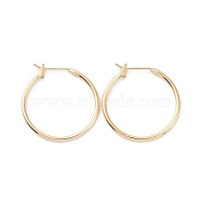 Ion Plating(IP) Brass Huggie Hoop Earrings for Women, Real 18K Gold Plated, 15 Gauge, 25x25x1.5mm, Pin: 0.8mm(X-EJEW-A083-01G)