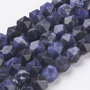 Natural Sodalite Beads Strands, Faceted, Round, 8x7mm, Hole: 1mm, about 49pcs/strand, 15.3 inch(39cm)(G-J376-65A-8mm)