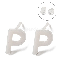 Hypoallergenic Bioceramics Zirconia Ceramic Stud Earrings, No Fading and Nickel Free, Alphabet, Letter P, 7x5mm(EJEW-F340-04P)