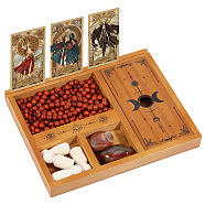 Wood Tarot Card Holder & Crystal Altar Storage Box, Rectangle with Triple Moon Goddess Pattern, Moon, 185x235x23mm(AJEW-WH0535-001)