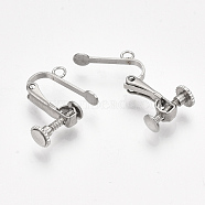 304 Stainless Steel Screw Clip Earring Converter, Spiral Ear Clip, for Non-Pierced Ears, with Loop, Stainless Steel Color, 15x14~18x5mm, Hole: 1.8mm(STAS-S079-82)