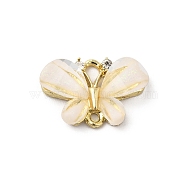 Alloy Pendants, Insect Charms, with Opaque Resin, Real 16K Gold Plated, Butterfly, 13x20x4mm, Hole: 1.5mm(PALLOY-R140-03G)