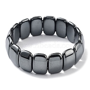 Non-Magnetic Synthetic Hematite Beaded Stretch Bracelets, Tile Bracelet, Rectangle, Inner Diameter: 2-1/4 inch(5.75cm), Bead: 19x12mm(BJEW-H589-02C)